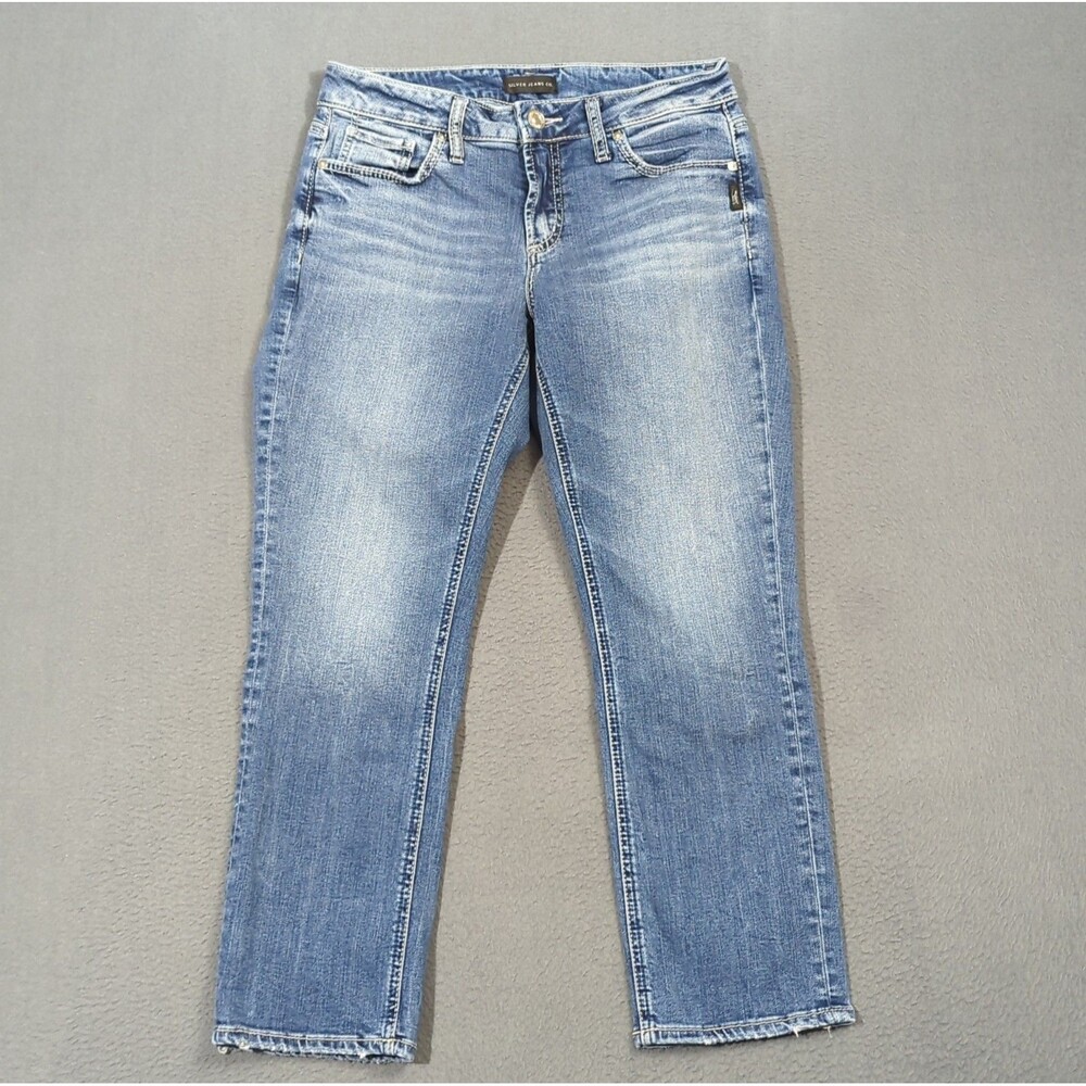 Silver Jeans Women's 27x23.5 Blue Elyse Capri Denim
